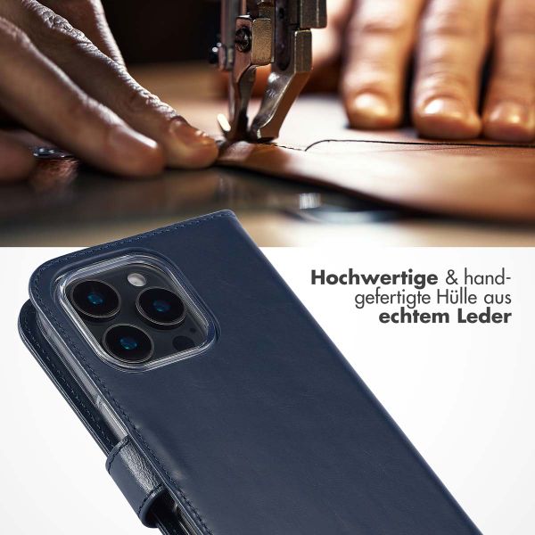 Selencia Echtleder Klapphülle Apple iPhone 16 Pro - Blau