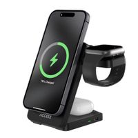 Accezz 3-in-1 Faltbares Kabelloses MagSafe Ladegerät - 20 Watt - Schwarz