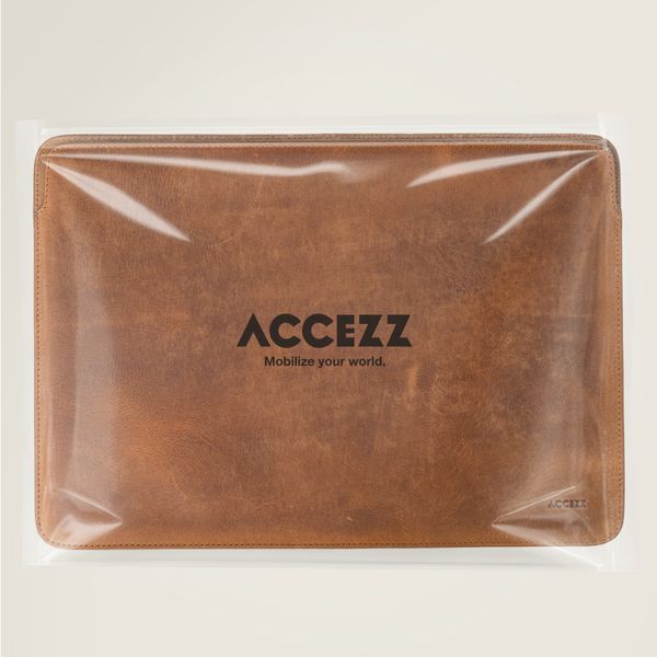 Accezz Leder Laptop Hülle 13 Zoll - Laptop Sleeve - Cognac