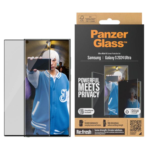 PanzerGlass Ultra Wide Fit Antibakterieller Screen Protector mit Sichtschutz inkl. Applikator Samsung Galaxy S24 Ultra