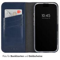 Selencia Echtleder Klapphülle Apple iPhone 16 Pro Max - Blau