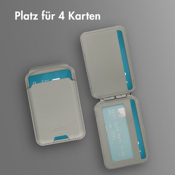 Accezz Magnetische Leder-Wallet mit Standfunktion - Geeignet für Apple Find My - Light Grey