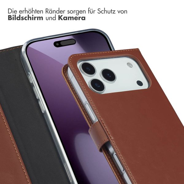 Selencia Echtleder Klapphülle Apple iPhone 17 Pro Max - Hellbraun