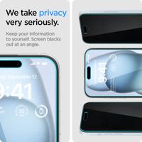 Spigen GLAStR Privacy EZ Fit Displayschutzfolie + Applicator - 2er-Pack Apple iPhone 16 Plus / 15 Plus