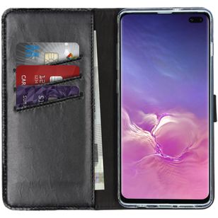 Selencia Echtleder Klapphülle Samsung Galaxy S10 Plus - Schwarz