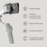 Selencia Gimbal Stabilizer mit LED-Licht - Smartes Tracking - Tripod - Cosy Grey