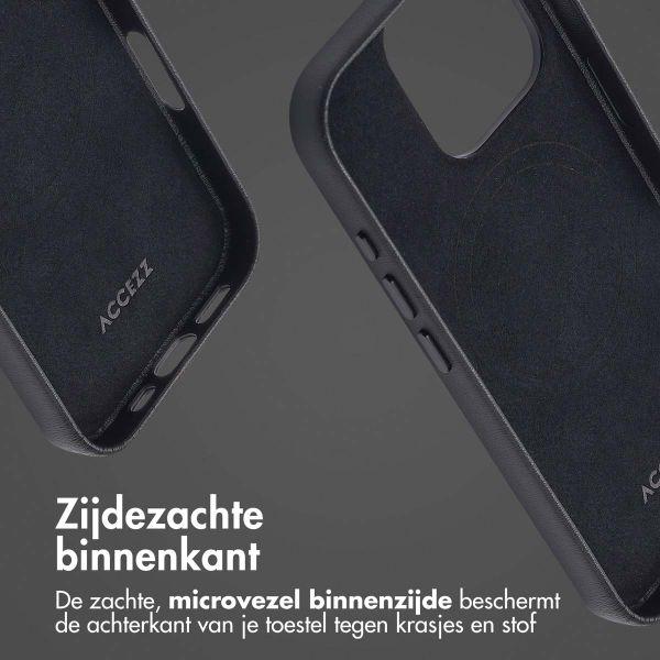 Accezz Echtleder Hülle + MagSafe Wallet Apple iPhone 16 Pro - Onyx Black