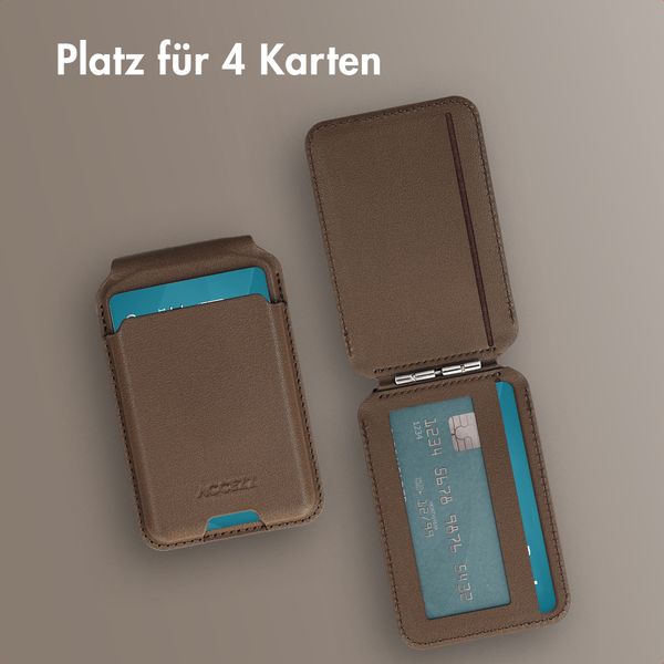 Accezz Magnetische Leder-Wallet mit Standfunktion - Geeignet für Apple Find My - Coffee Brown