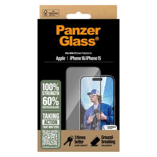 PanzerGlass Ultra-Wide Fit Antibakterieller Displayschutz Apple iPhone 16