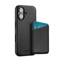 Accezz Echtleder Hülle + MagSafe Wallet Apple iPhone 16 - Onyx Black