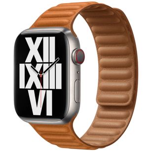Apple Leather Link Armband für  Apple Watch | 44/45/46/49 mm - Größe M/L - Golden Brown