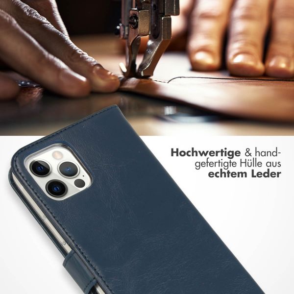 Selencia Echtleder Klapphülle Apple iPhone 12 (Pro) - Blau