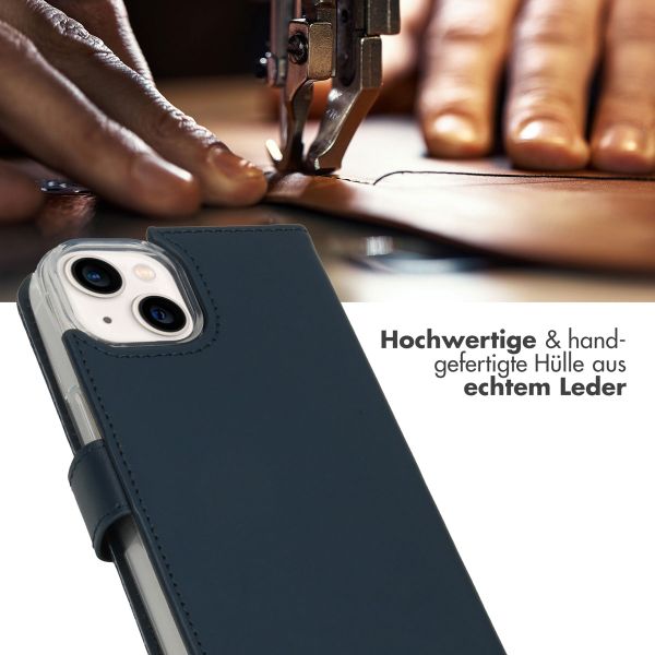 Selencia Echtleder Klapphülle Apple iPhone 14 - Blau
