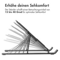 Accezz Laptophalter - Laptopständer - Verstellbar und zusammenklappbar - Grau
