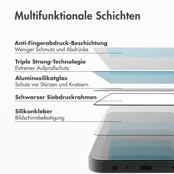 Accezz Dreifach starke Full Cover Schutzfolie mit Applikator für das Apple iPhone 14 Pro Max / 15 Plus / 16 Plus - Transparent