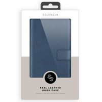 Selencia Echtleder Klapphülle Samsung Galaxy A12 - Blau