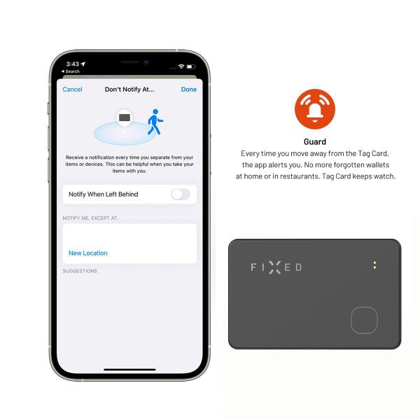 Fixed Tag Card - Bluetooth Tracker für iOS - Schwarz