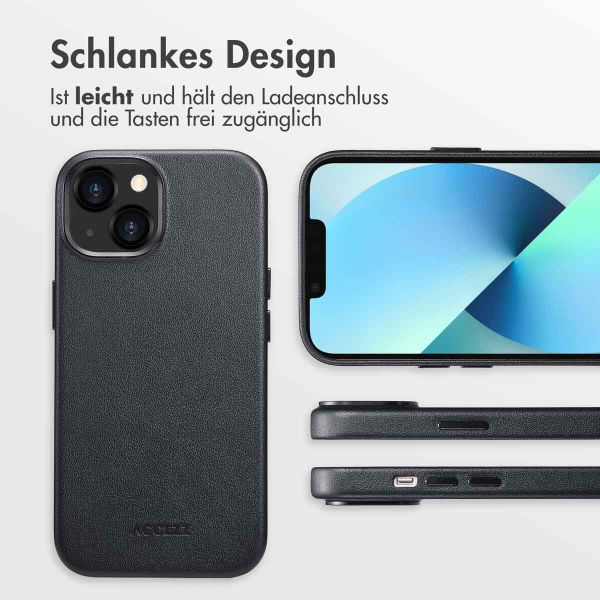 Accezz MagSafe Leather Backcover Apple iPhone 13 - Onyx Black
