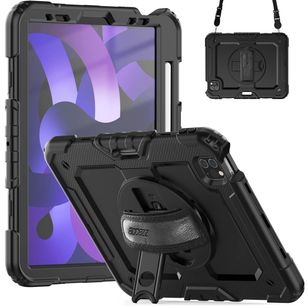 Accezz Robustes Back Cover mit Schultergurt Apple iPad Air 5 (2022) / Air 4 (2020) - Schwarz