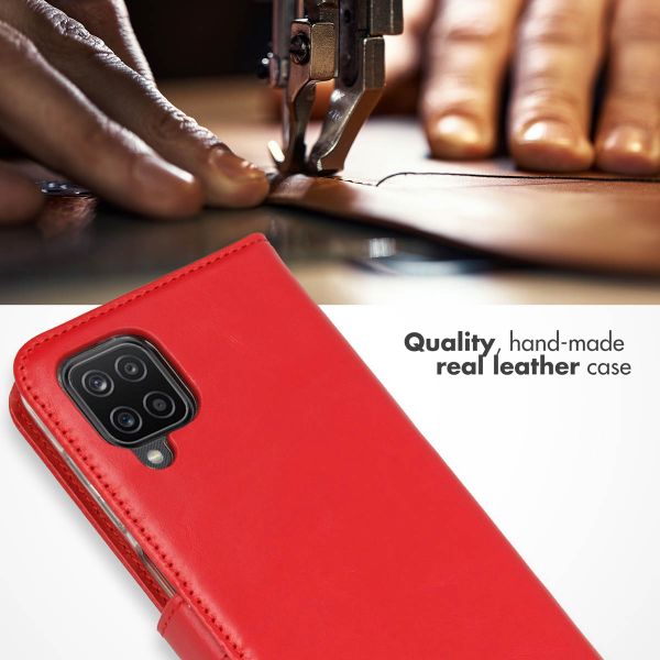 Selencia Echtleder Klapphülle Samsung Galaxy A12 - Rot