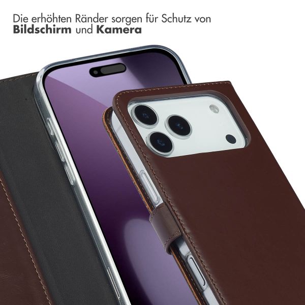 Selencia Echtleder Klapphülle Apple iPhone 17 Pro Max - Braun