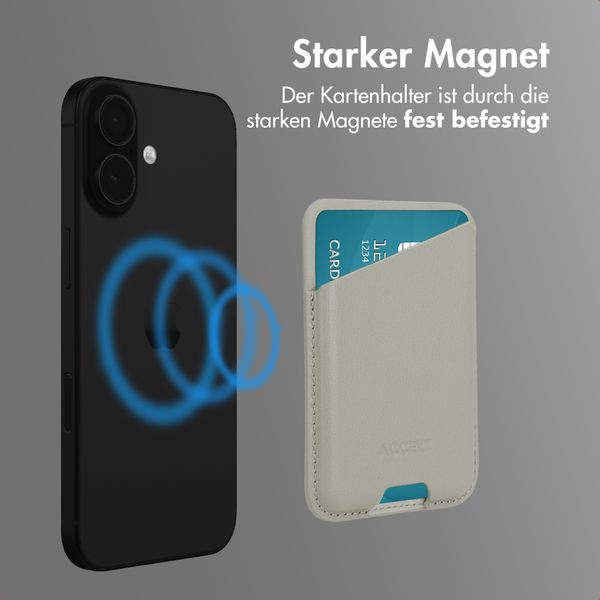 Accezz Magnetischer Lederkartenhalter - Geeignet für Apple Find My - Light Grey