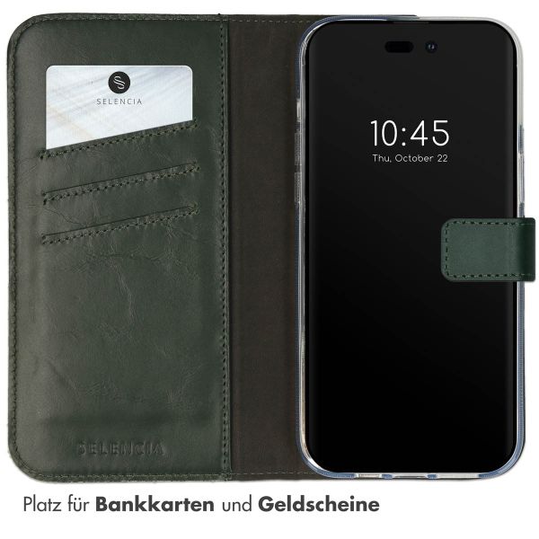 Selencia Echtleder Klapphülle Apple iPhone 14 Pro - Grün