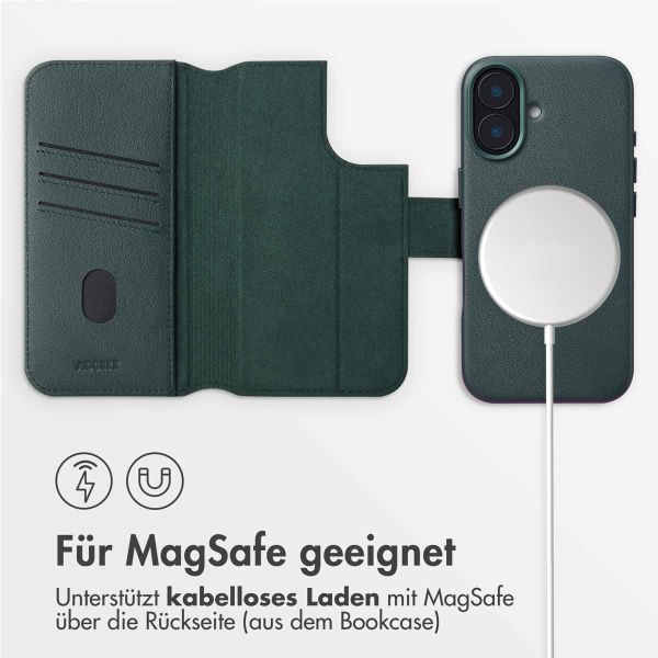 Accezz 2-in-1 Klapphülle aus Leder mit MagSafe Apple iPhone 16 - Cedar Green