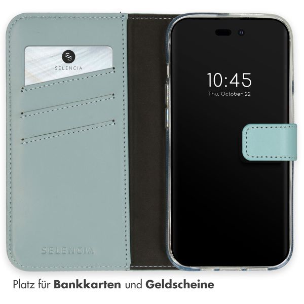 Selencia Echtleder Klapphülle Apple iPhone 14 Pro - Air Blue