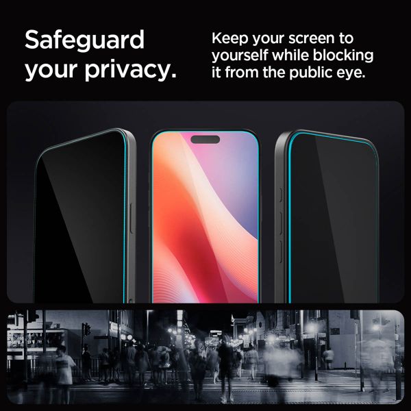 Spigen GLAStR Privacy EZ Fit Displayschutzfolie + Applicator - 2er-Pack Apple iPhone 17 / 17 Pro / 16 Pro