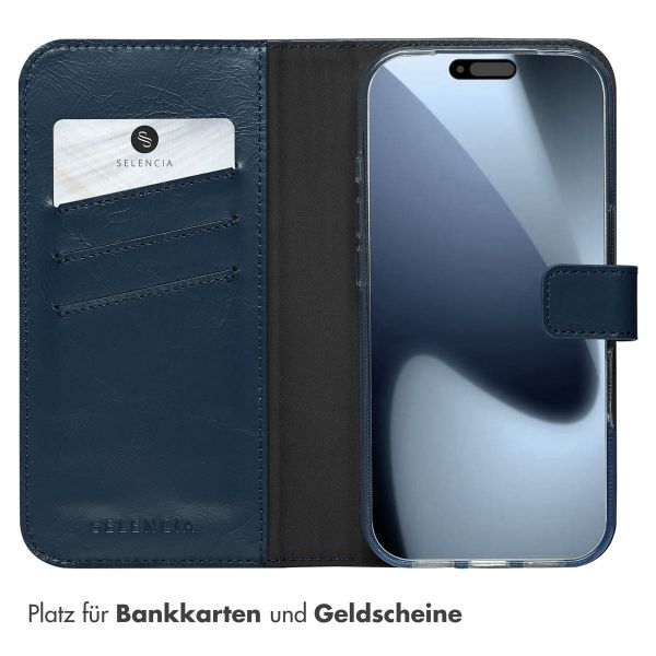 Selencia Echtleder Klapphülle Apple iPhone 17 Pro - Blau