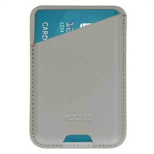 Accezz Magnetischer Lederkartenhalter - Geeignet für Apple Find My - Light Grey
