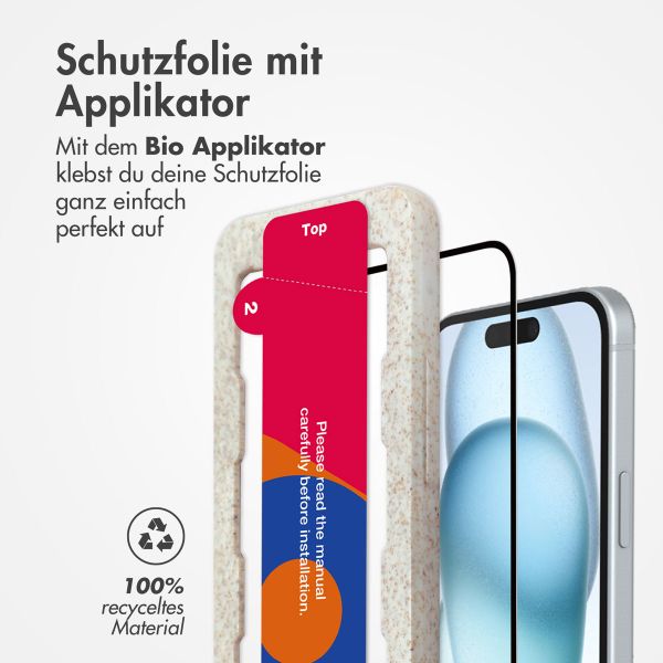 Accezz Vollflächige Schutzfolie aus gehärtetem Glas mit Applikator Apple iPhone 15 Plus