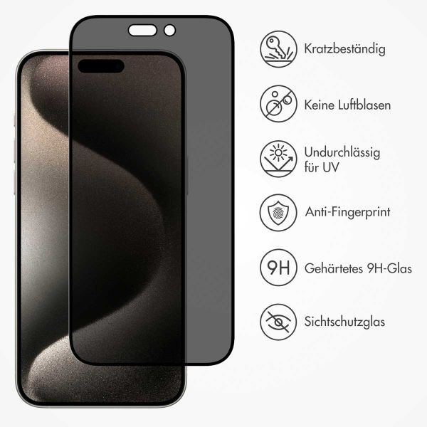Accezz Privacy Displayschutz aus gehärtetem Glas Apple iPhone 15 Pro