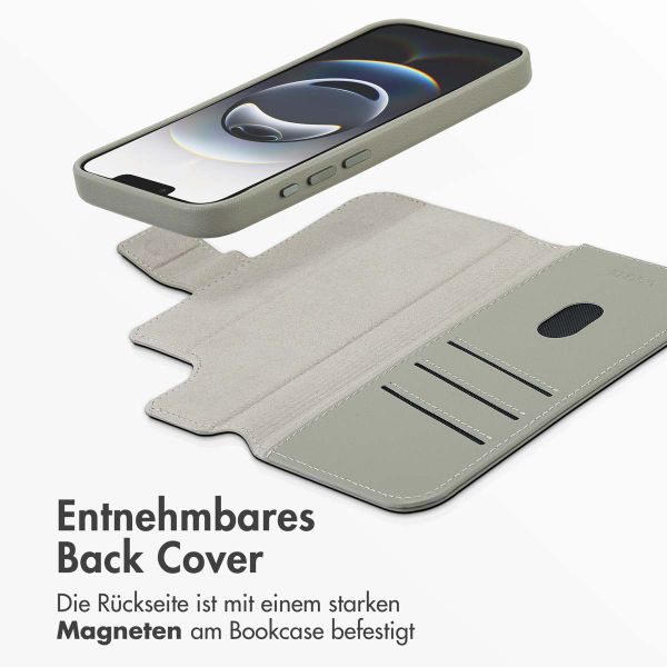 Accezz 2-in-1 Klapphülle aus Leder mit MagSafe Apple iPhone 17e / 16e - Light Grey