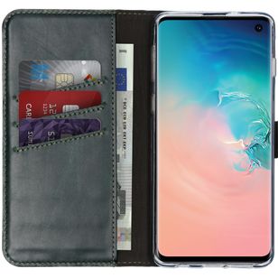 Selencia Echtleder Klapphülle Samsung Galaxy S10 - Grün