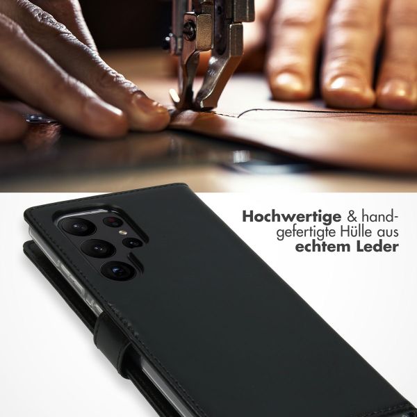Selencia Echtleder Klapphülle Samsung Galaxy S23 Ultra - Schwarz