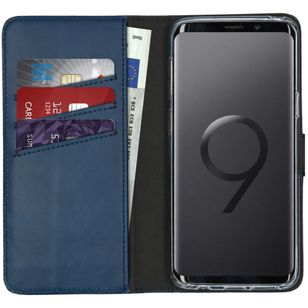Selencia Echtleder Klapphülle Samsung Galaxy S9 - Blau
