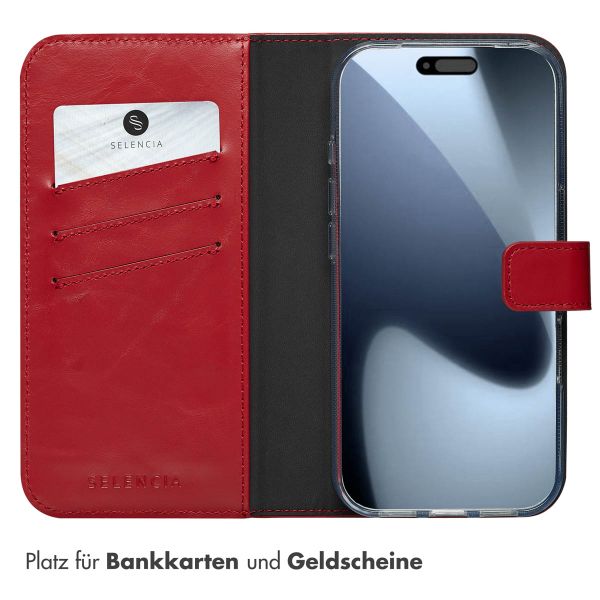 Selencia Echtleder Klapphülle Apple iPhone 17 Pro - Rot