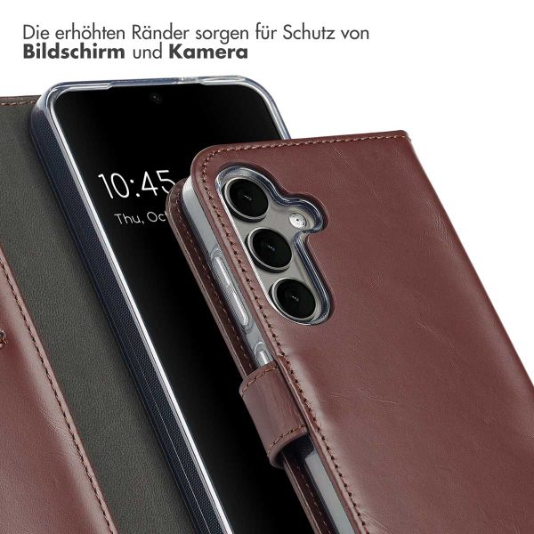 Selencia Echtleder Klapphülle Samsung Galaxy S25 Plus - Dunkelbraun