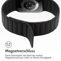 Accezz Magnetisches Echtlederarmband für Apple Watch | 44/45/46/49 mm - Schwarz