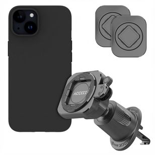 Accezz EasyLock Handyhalterung Auto - Inklusive Hülle für das Apple iPhone 15 - Lüftungsgitter -  360 Grad drehbar - Schwarz