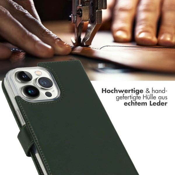 Selencia Echtleder Klapphülle Apple iPhone 14 Pro Max - Grün