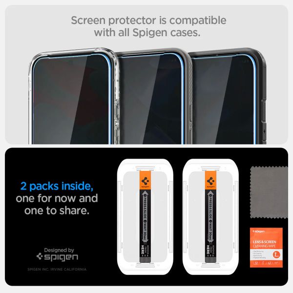 Spigen GLAStR Privacy EZ Fit Displayschutzfolie + Applicator - 2er-Pack Google Pixel 9 Pro XL / 10 Pro XL