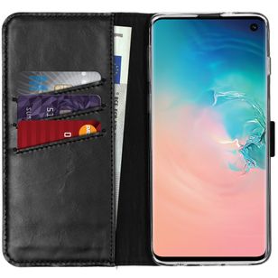 Selencia Echtleder Klapphülle Samsung Galaxy S10 - Schwarz