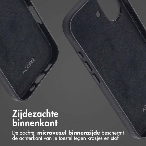 Accezz Echtleder Hülle + MagSafe Wallet Apple iPhone 16 - Onyx Black
