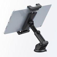 Accezz Tablet halterung Auto - Armaturenbrett und Windschutzscheibe - Verstellbar - Universal - Schwarz