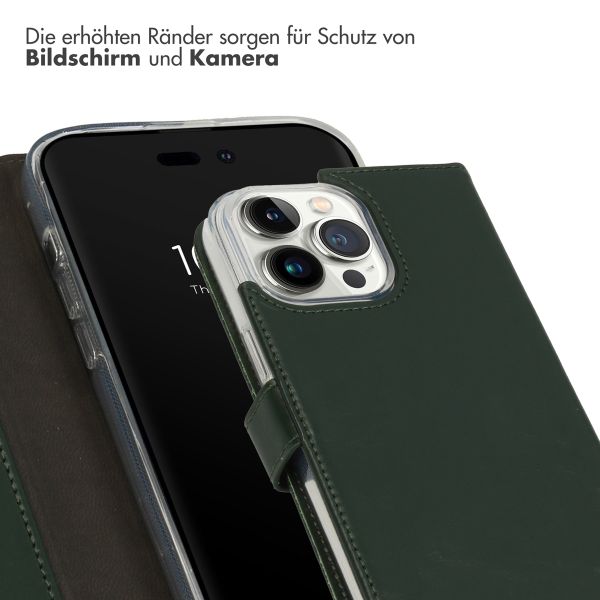 Selencia Echtleder Klapphülle Apple iPhone 14 Pro Max - Grün