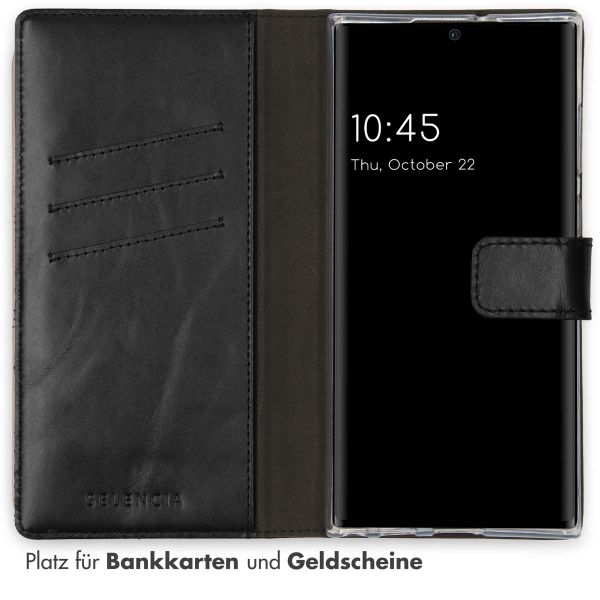 Selencia Echtleder Klapphülle Samsung Galaxy S22 Ultra - Schwarz