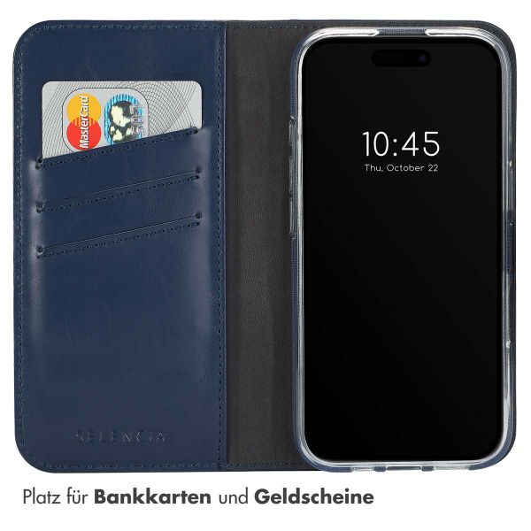 Selencia Echtleder Klapphülle Apple iPhone 16 Plus - Blau